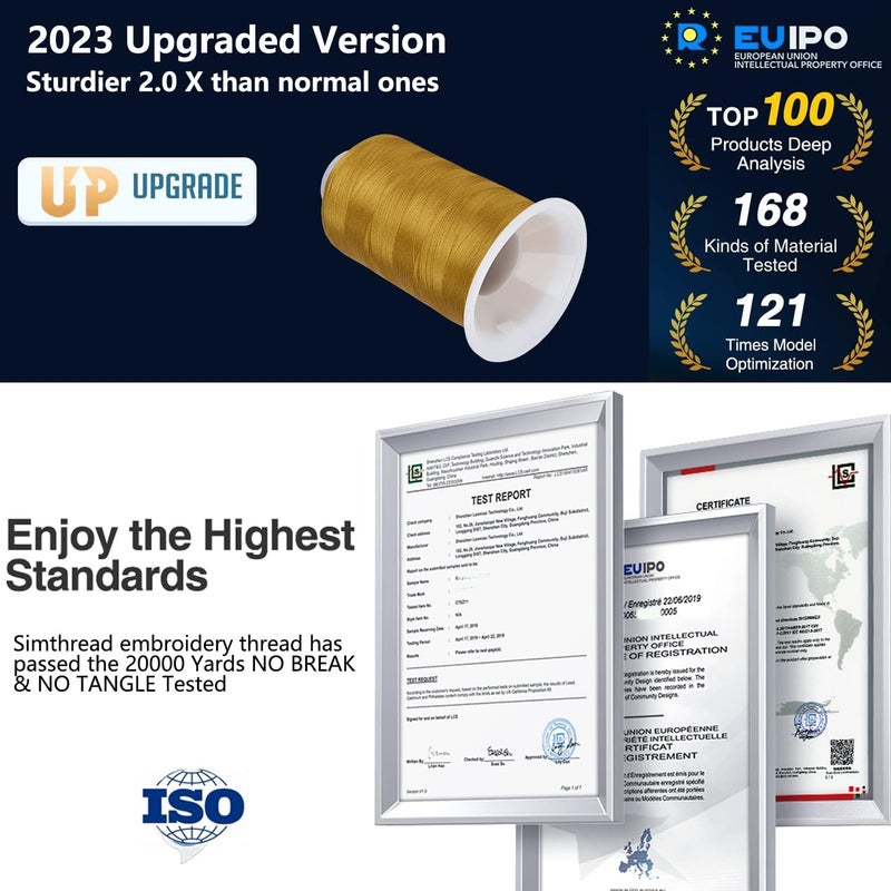 simthread Embroidery Thread 5500 Yards Brass 328, 2 Huge Spools 40wt Polyester for Brother, Babylock, Janome, Singer, Pfaff, Husqvarna, Bernina Machine - Image 3